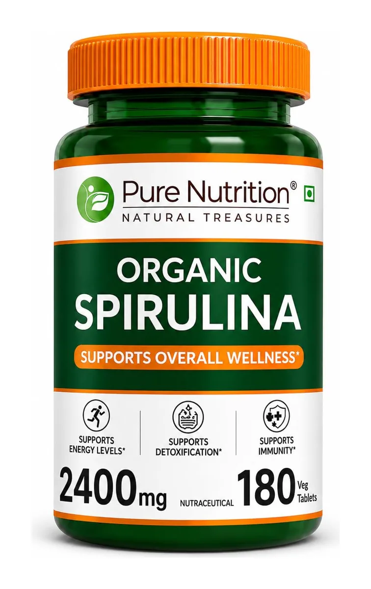 Pure Nutrition Organic Spirulina 2400 mg, 180 Veg Tablets (official image: Pure Nutrition)